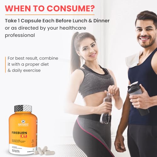 Image of NATURYZ FIREBURN XT Advanced 7X Multi-Action Thermogenic Burner for Men & Women | Clinically researched ingredients Green Tea Extract, Capsimax, Chromium, Caffeine, L-Theanine & Black Pepper | Supports Metabolism, Thermogenesis, Appetite Control & Energy | Weight Management Formula | 30 Veg Capsules