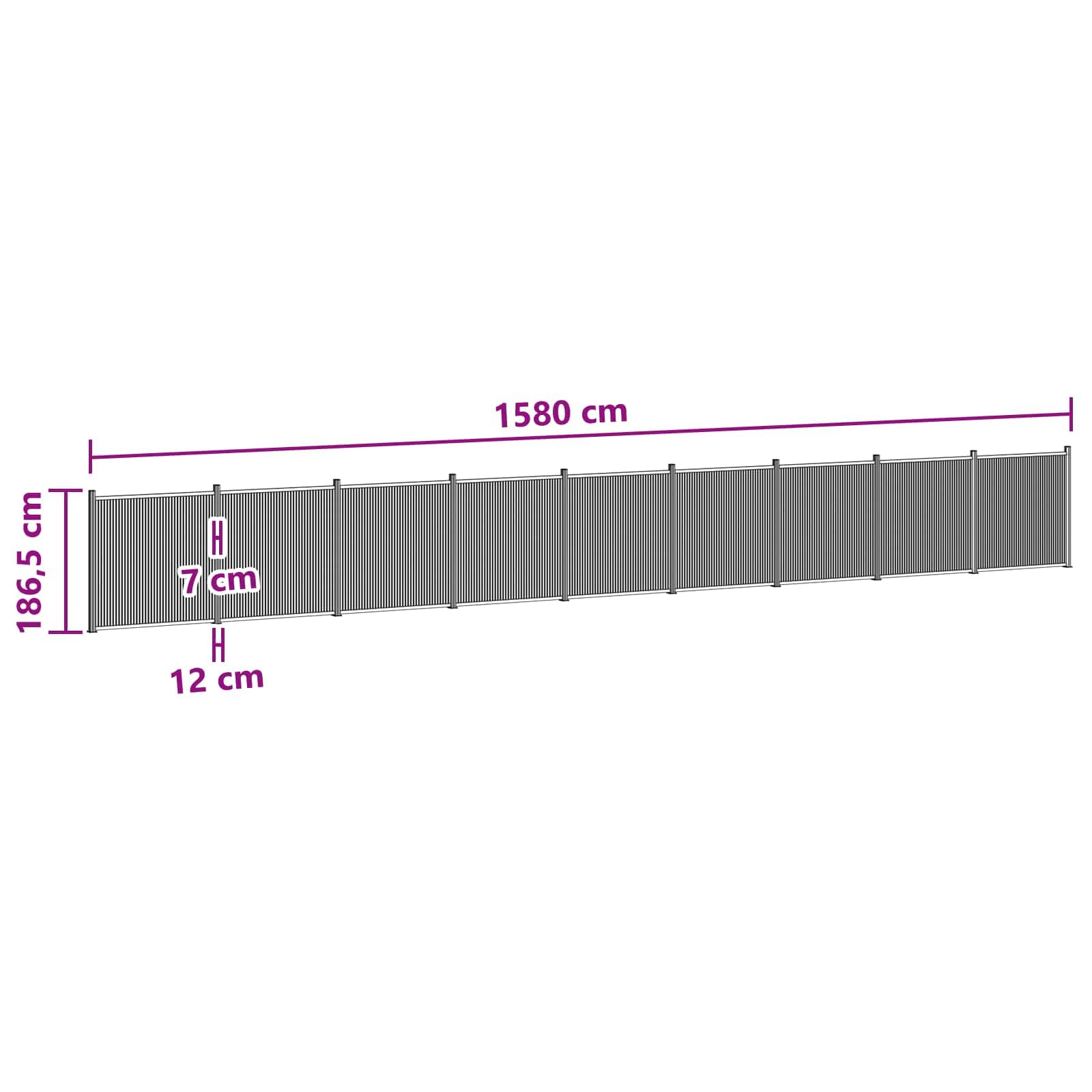 Panneau de clôture 9 pièces en WPC et aluminium noir pour extérieur, barrière résistante aux intempéries, installation facile, idéale pour jardin, terrasse, balcon ou piscine