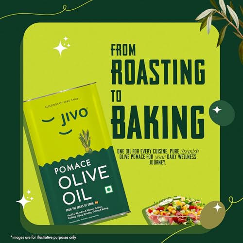 Image of Jivo Everyday Cooking Pomace Olive Oil 3 Litre | Imported from Spain | Rich in MUFA, Low in Saturated Fat | Ideal for Frying, Roasting & Baking | Cooking Oil for Daily Use