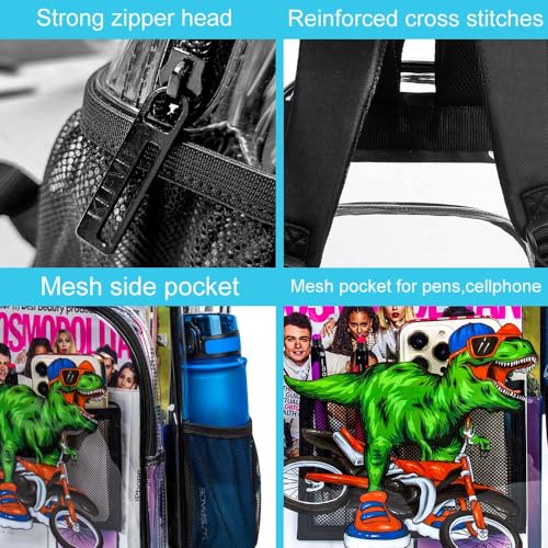 Image of KLFVB 3PCS Clear Backpack for Girls and Boys, Kids See Through Backpacks Stadium Approved, Transparent Bookbag for Elementary