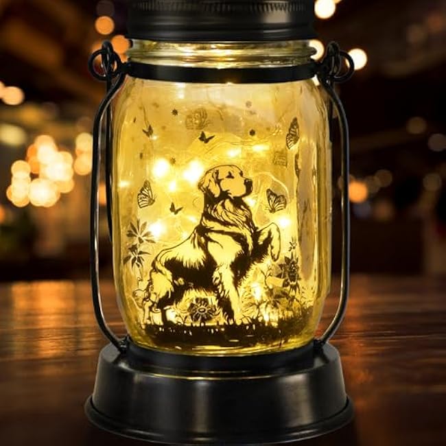 Dog Solar Lanterns Dog Lover Gifts for Women Men Dog Lovers Gifts Hanging Dog Lanterns with Stake for Yard Lawn Garden Decor Waterproof Dog Lights Torches