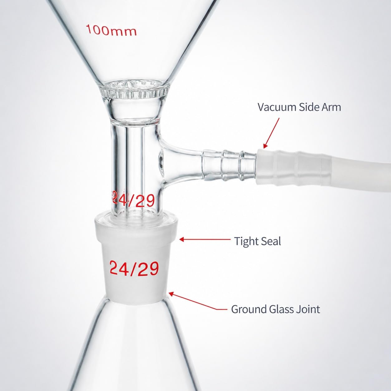 Büchnertrichter aus Borosilikatglas mit Schliff Vakuumfilter-180mm 40/38