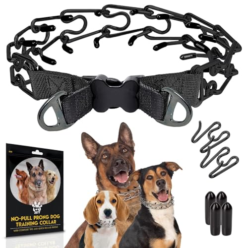 PetJett Prong Collar for Dogs - Choke Collar for Dogs, Pinch Collar for Dog Adjustable Dog Training Collar for Small Medium Large Breed - No Pull Safety Stainless Steel Metal Choker Chain Walking Tool