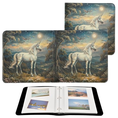 Álbum de fotos ALAZA con diseño de unicornio, tapa de cuero sintético PU, encuadernación con tres anillas, para bodas, viajes y recuerdos familiares miniatura 2