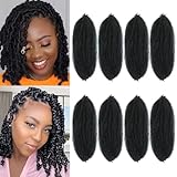 Parceria 8 Packs Marley Twist Braiding Hair 8 Inch Springy Afro Twist Hair Pre-fluffed Spring Twist Hair Kinky Hair Marley Hair for Faux Locs (8 Inch (Pack of 8), 1B# Marley Twist)