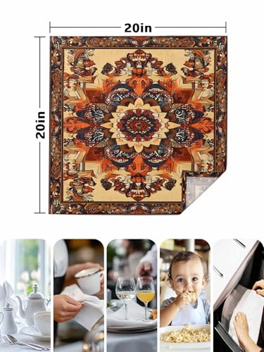 Servilletas de Tela Bohemias Retro Beige Naranja Set x4 miniatura 5