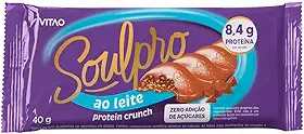 SOULPRO Chocolate Proteico Ao Leite Zero Açúcar 40g – 8,4g Proteína, Sem Glúten e Textura Cremosa