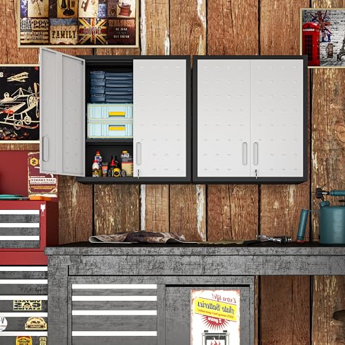Metal-Storage-Cabinet-for-Garage-Tool-Cabinet-Utility-Cabinet-Wall-Mounted-Hanging-Tool-Cabinet-Lockable-2-Doors-Adjustable-Shelves-Assembly-Required-Black-Grey