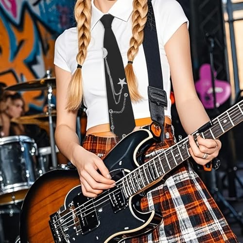 Image of LJBFNN Pre-Tied Ties for Women with Metal Chain, Uniform Shirt Accessory