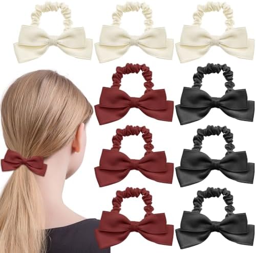 Amazon.com : 9 Pcs Bow Elastic Hair Ties Bowknot Ponytail Holder Hair ...