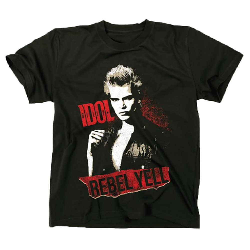 Merch2rock Men's Black Billy Idol Rebel Yell T-Shirt | Officially Licensed Merchandise, Xl
