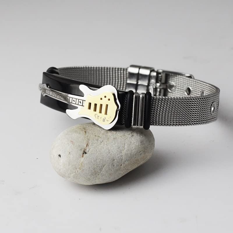 Pulsera malla guitarra acero inoxidable para hombres miniatura 4
