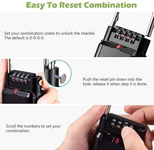 Miniatura 6 de Caja de bloqueo de llaves de combinación de 4 dígitos, cajas de seguridad resistentes a la intemperie, gran capacidad de 5 llaves de casa, candado