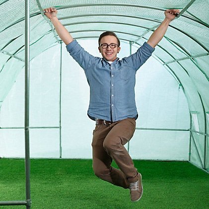 BRAST Serre de Jardin 6m2 (3x2) extrêmement stable : Tubes d’acier galvanisés et Film spéciale de protection grillagé 175 g/m2, aération optimale, montage rapide