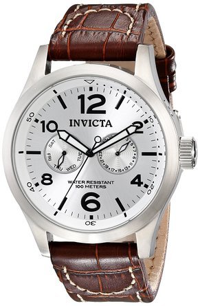 CrN^ Invicta Men's 0765 II Collection Silver Dial Brown Leather Watch j Y rv [sAi]