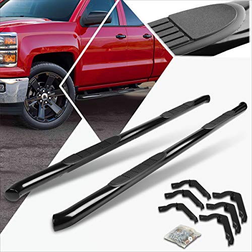 3 Inch Black Round Nerf Bars Side Steps Running Boards Compatible with 07-19 Silverado Sierra Extended Cab ?Pair?