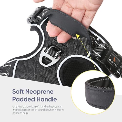 Image of HEELE Dog Harness Dog Harness Small Dog No Pull Harness with Soft Handle Reflective Harness Adjustable, Black, XS