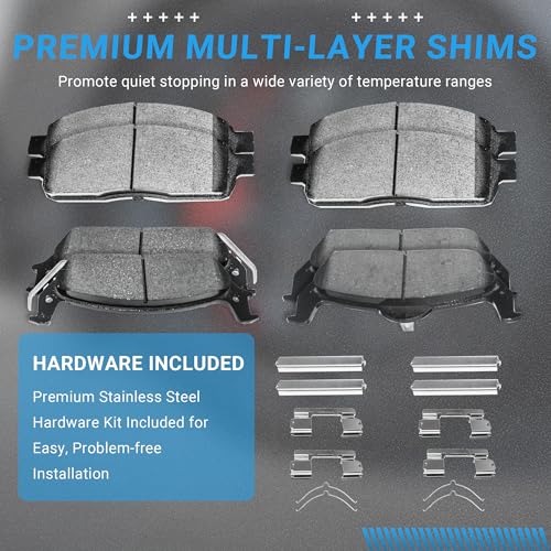 Image of Brake Pads Front and Rear Compatible with 2004-2008 Ford F-150, 2006-2008 Lincoln Mark LT Automotive Replacement Brake Pads Semi-Metallic D1083-7915 D1012-7916