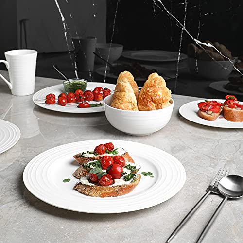 Stone Lain Bone China Round Swirl Design 16 Piece Dinnerware Set, White #TOP3