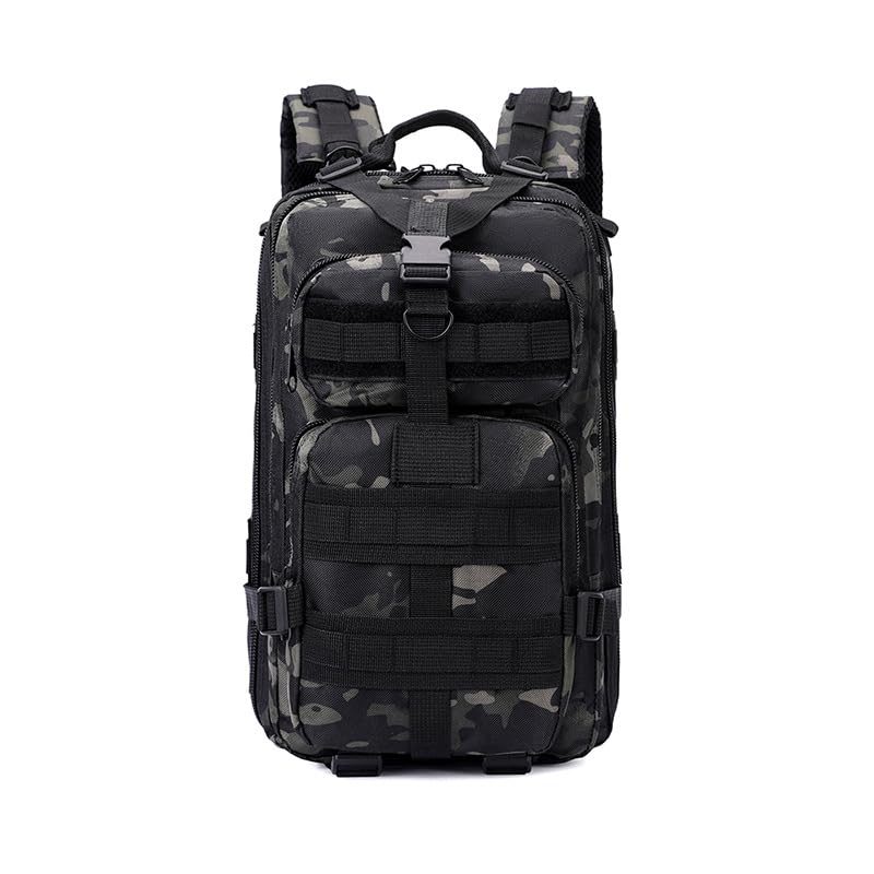 AIDAWAYLAI 30L Comfortable Durable Military Tactical Backpack w/USA Flag Patch, MOLLE Hiking Camping Travel Bag,（black camouflage）