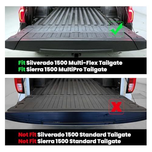 Image of LASFIT Truck Tailgate Mat 2019-2026 for Chevrolet Chevy Silverado 1500 (Only Multi-Flex Tailgate) & GMC Sierra 1500 (Only Fit Multipro Tailgate), All Weather TPE Mat (Not Fit Drop-in Liners)