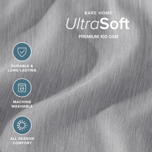 Image of Bare Home Comforter Set - Twin /Twin Extra Long - Ultra-Soft - Goose Down Alternative - Premium 1800 Series - All Season Warmth Comforter (Twin /Twin XL, Heathered Charcoal)