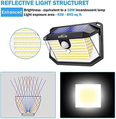 6 Pack Solar Security Lights Outdoor Super Bright 178 LED Solar Wall Lights 270° Wide Angle Solar Motion Sensor Lights IP65 Waterproof Outside Solar Powered Security Lighting for Fence Garden