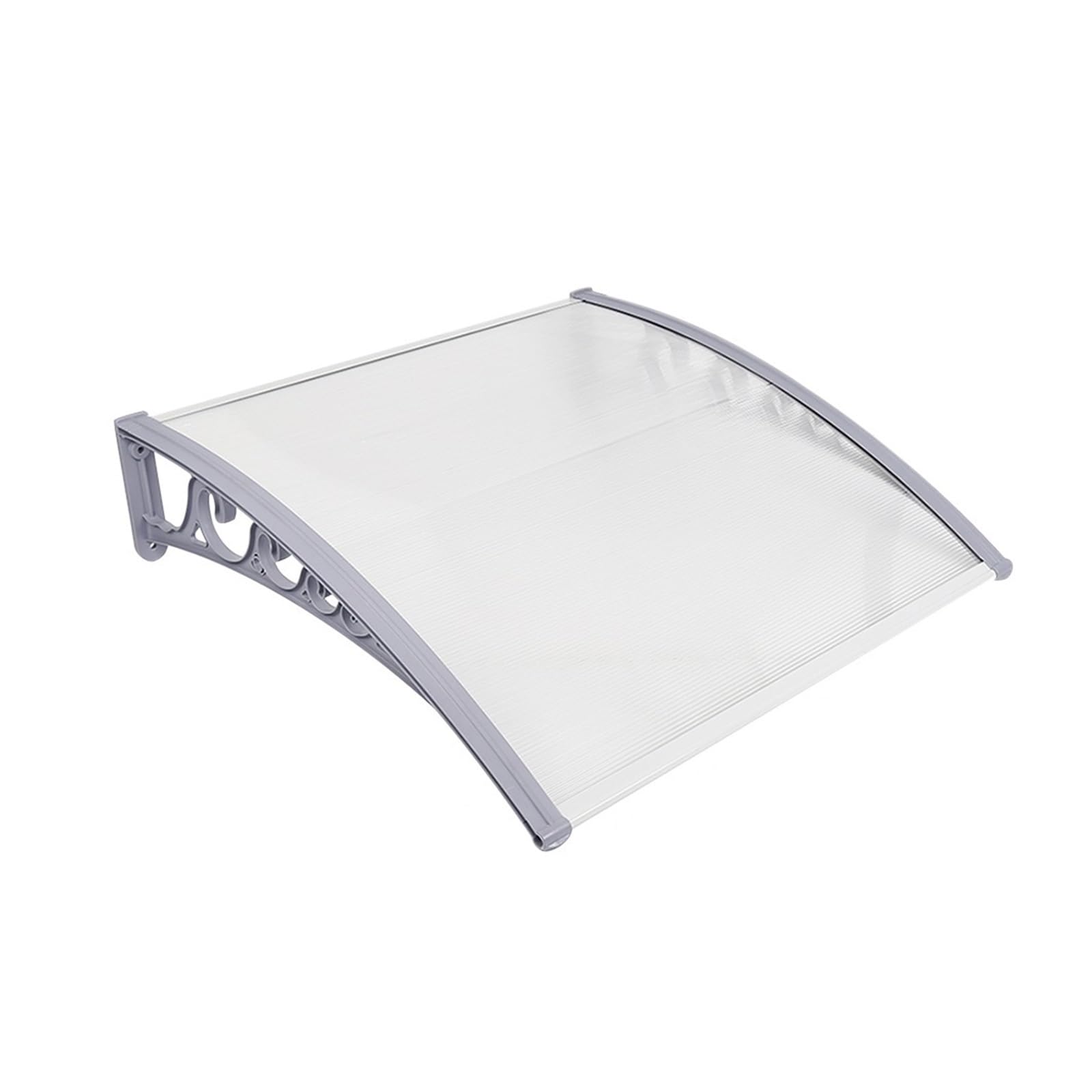 Marquesina de aluminio y policarbonato transparente para puerta exterior de 80x120 cm