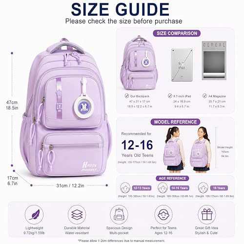 Image of Korean Style School & College Backpack with Detachable Pouch | 18 Inch Large capacity bag for Girls & Boys Age of 12-16 years | Best for School, Tution, Travel, Camping