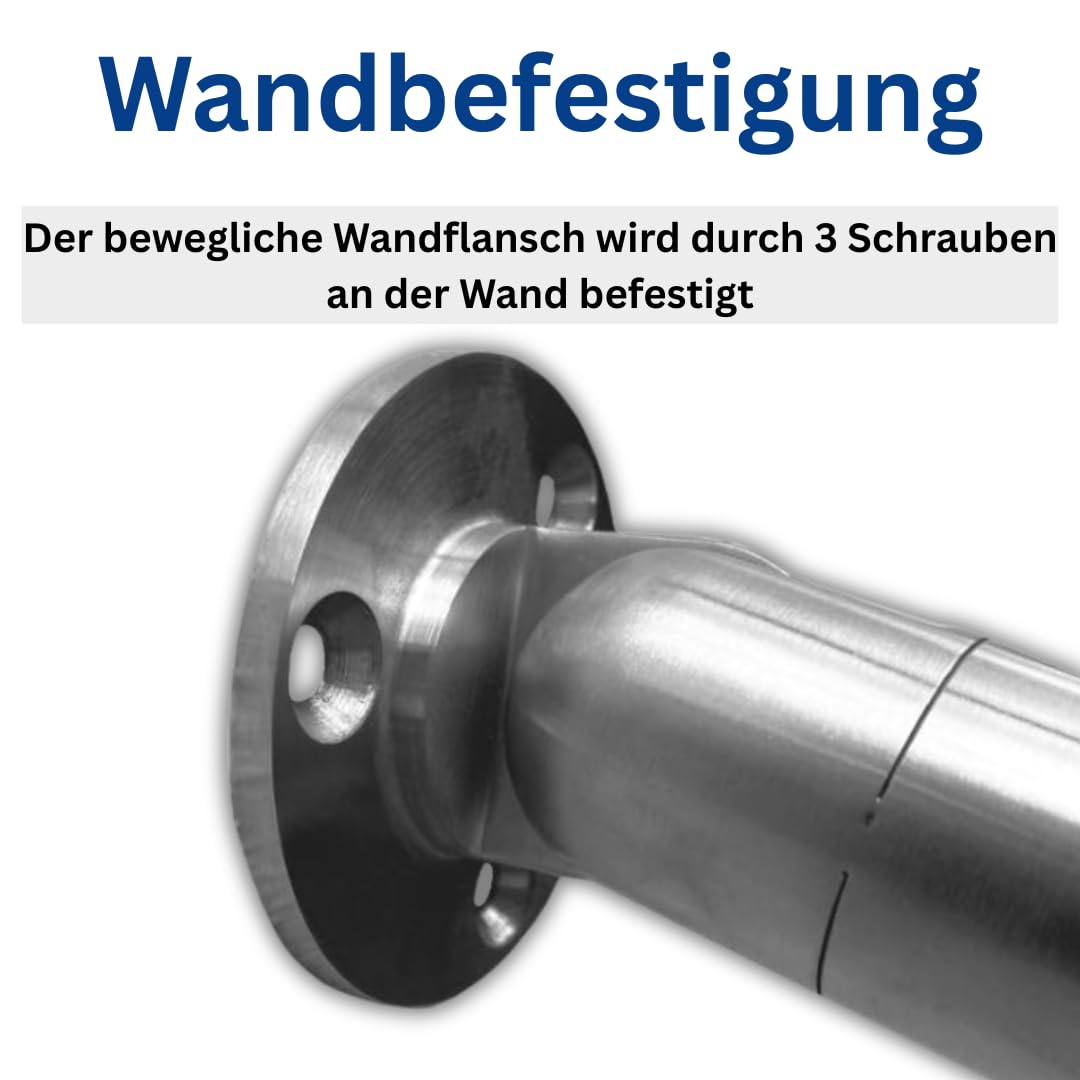 Edelstahl Eingangsgeländer Buchetmann2 Markengeländer mit Wandanschluss Handlauf rostfrei V2A Innen Außen Treppengeländer, Geländerhöhe 1000 mm (Aufgesetzte Montage, 700 mm Handlauflänge)