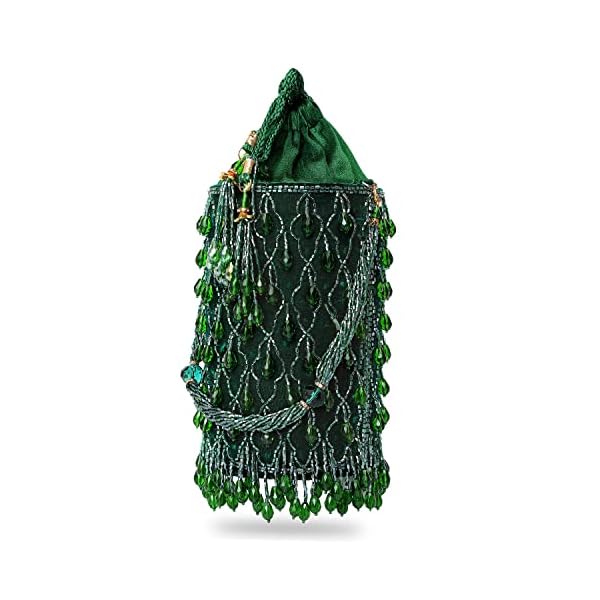 Peora Green Potli Bag for Women Handmade Evening Wristlet Handbags Stylish Bridal Purse Fashion Bag Gift for Girls (P108GRN) - Image 4