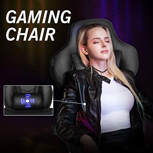 ARTETHYS Gaming Chair with Massage for Adults Ergonomic Racing Style High Back Computer Chair with Footrest Headrest and Lumbar Support PU Leather 90-150 Degree Tilt Black
