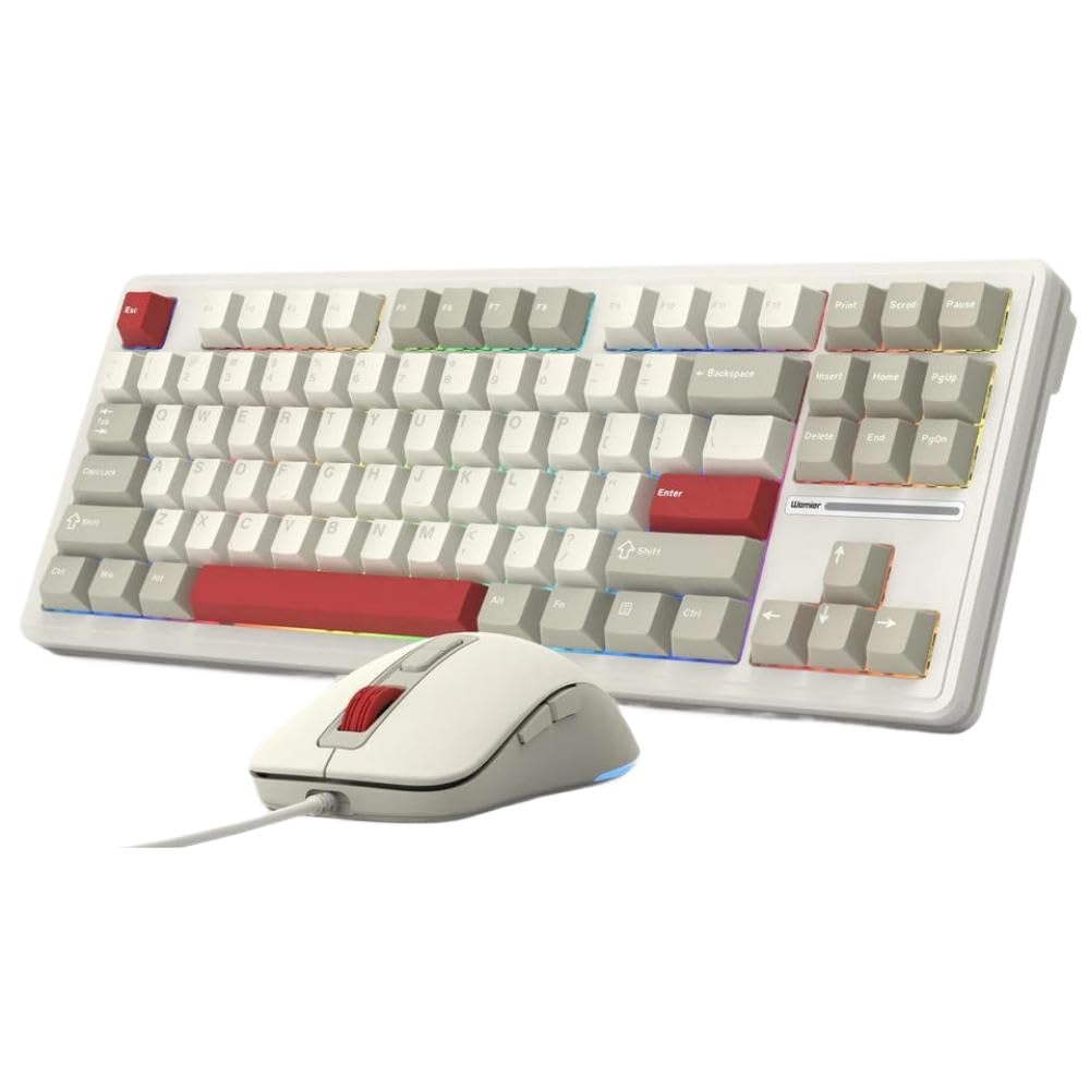M87 Retro TKL przewodowa klawiatura i mysz Combo 87 Hot Swappable RGB podświetlana klawiatura mechaniczna kompatybilna z PC (FGMB)