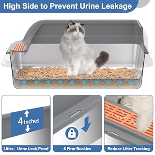 Stainless Steel Sifting Litter Box with Lid, XL Extra Large Sifting Cat Litter Box for Pine Pellets & Big Cats,Metal Pellet Sifter Litter Pan System for Odor Control,Sifting Box Liners & Scoop