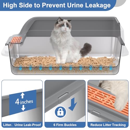 Caja de arena de acero inoxidable con tapa para gatos pequeños 5