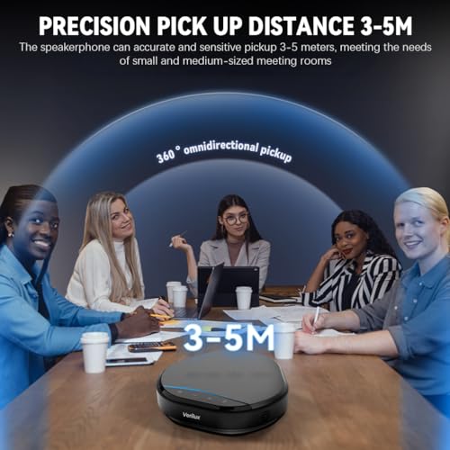 Image of Verilux Conference Microphone with 4 Mics, USB C 360 Pickup Upto 5M, Dual Noise Cancelling Plug & Play, Volume Control & Mute Button Portable Mic Speaker for Home Office