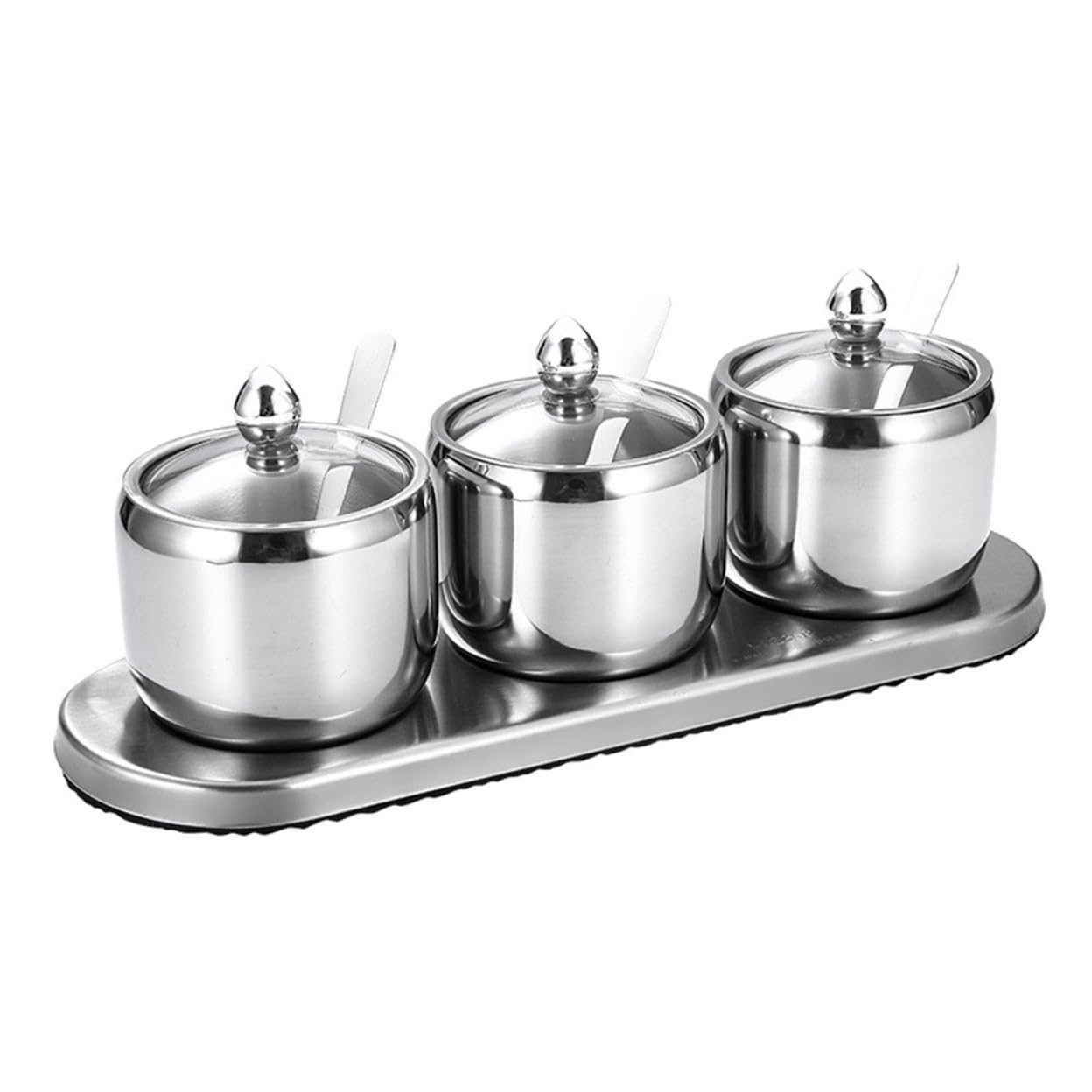 Pot à Épices Ambiance Noël en Acier Inoxydable Verre Lot de 3 Moderne