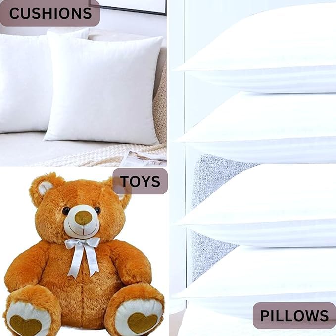 Image of Premium Polyester Fiber Filling for Pillow, Cushion & Soft Toys | Soft Fluffy Stuffing Fiber | Lightweight Refill Fiber for DIY Craft, Teddy Bear & Doll Making | Washable & Durable | 100g Pack (White)