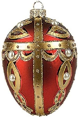 Faberge Inspired Polish Glass Christmas Ornament Egg Made in Poland Easter Decor