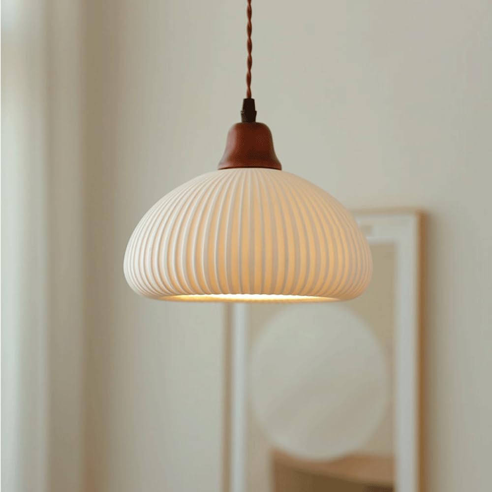 da a Sospensione a Testa Sina con Sorgente Luminosa E27, da a Sospensione in Ceramica e Legno ello con personalità Creativa, Dario in Stile Minimalista Giapponese, apparecchi di