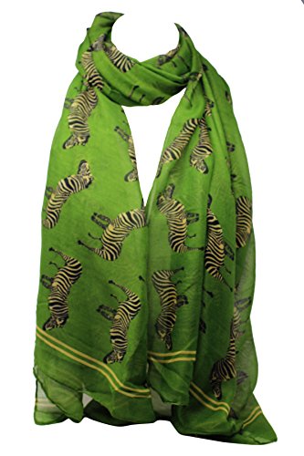 Different Colour Zebra Print Large Maxi Scarf Scarves Shawl Wrap Stole Sarong (Green)