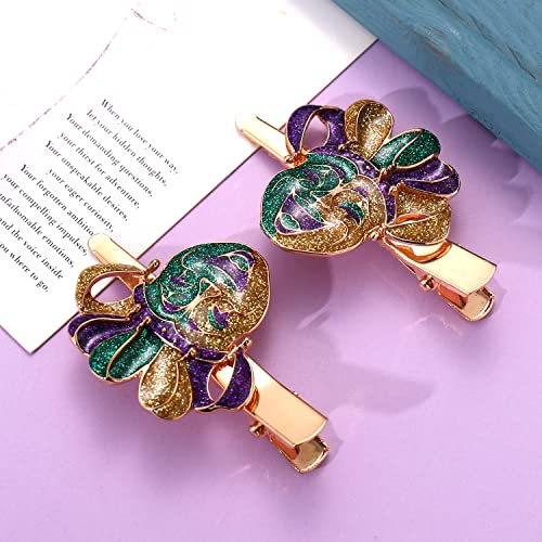 Mardi Gras Hair Clips Accessory Festive Rhinestone Glitter Rhinestone Mask Crown Fleur De Lis Charms Hairpins For Women Girls Funny Fiesta Mexican Holiday Party Jewelry Gifts (Clown) #TOP3