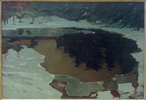 Moor Lake en hiver par Leo Putz : affiche d'art sur toile haut de gamme 60x90cm portrait de paysage