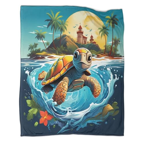 Couverture microfibre sea turtle swim 3D lavable 150x200cm