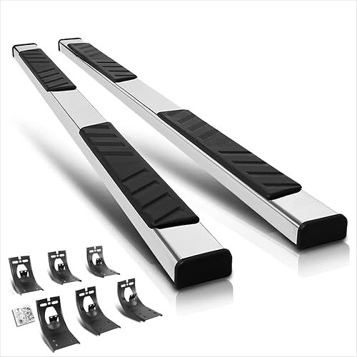 Miniatura 2 de Par Estribos de acero inoxidable cromado de 5 pulgadas, escalones laterales, barras Nerf compatibles con Dodge Ram Crew Cab 09-24 de 4 puertas