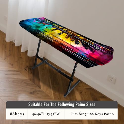 Image of Nuxovilar Colorful Keys Piano Cover Milk Silk 88 Key | Elastic Protector Keyboard Guard Vibrant Instrument Wrap Digital Dusting Studio Home Stage (Vivid Colorful Key)