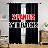 Miuco - Cortinas opacas con ojales para ventana de dormitorio, incluye 2 alzapaños