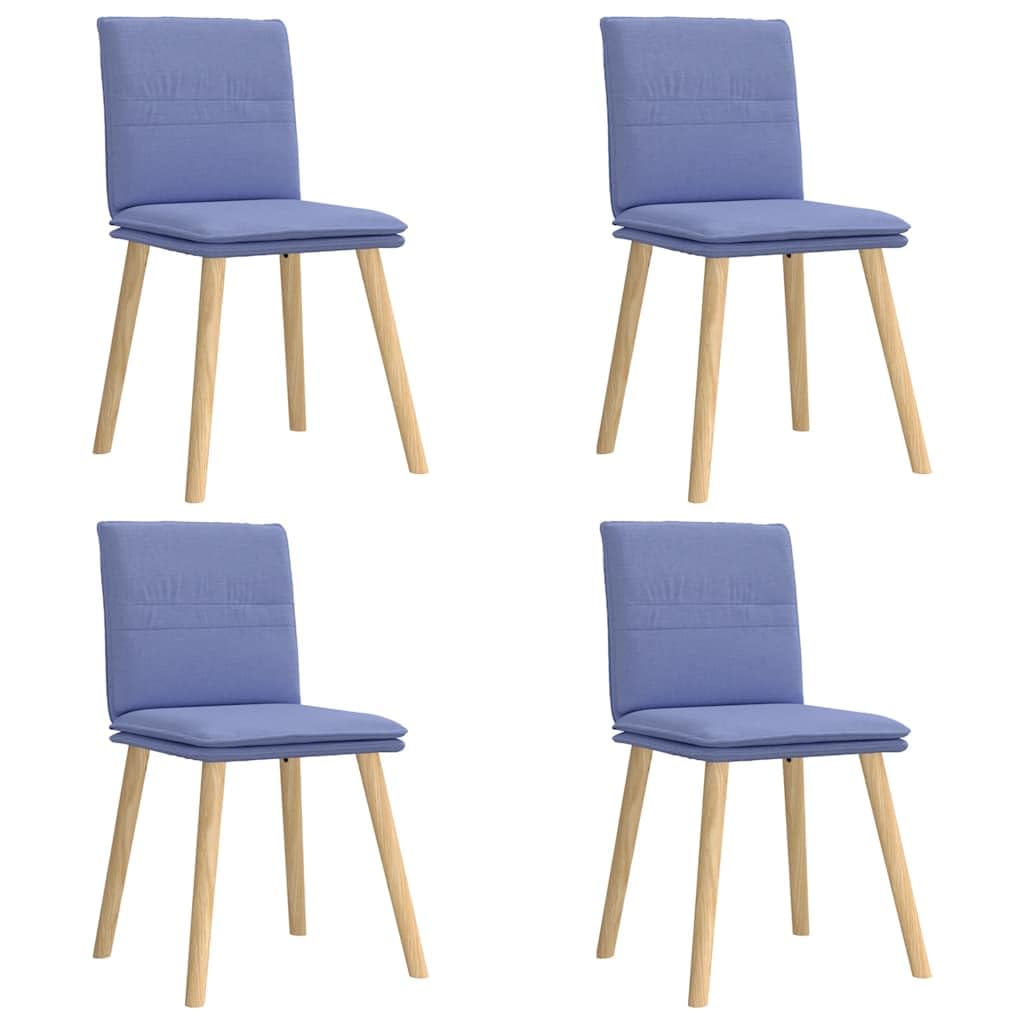 Juego de 4 sillas de comedor de tela azul vaquera, robustas sillas apilables con funda transpirable y estructura de metal de madera estable para sala de estar y comedor