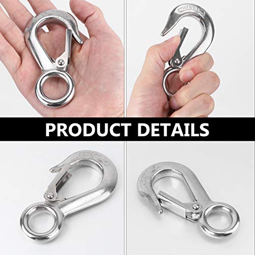 UKCOCO 0. Gancho de Carga de AÃ§o InoxidÃ¡vel 2T Gancho de Levantamento Forjado de Olhal Redondo Gan