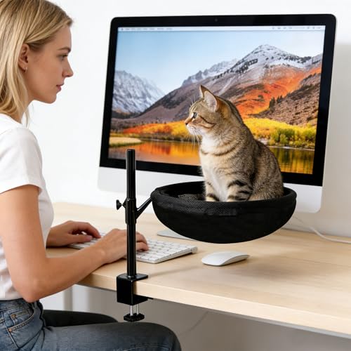 Lit de bureau pour chat suspendu compact panier de table fixe pour félin - 3